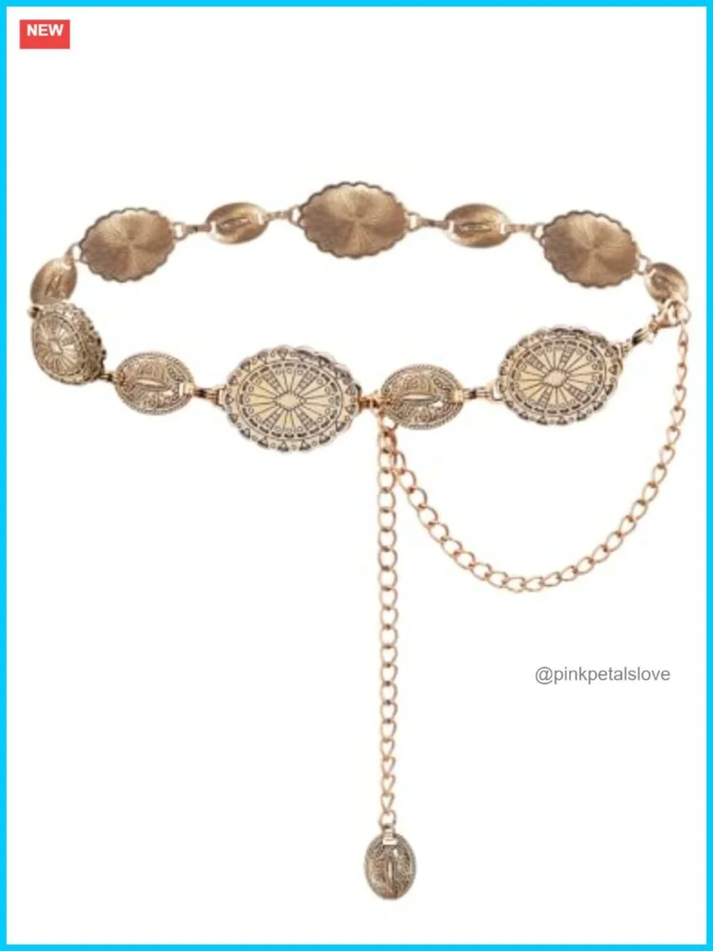 Western Metal Concho Belt for Women Cowgirl Chain Belt for Dresses Jeans
